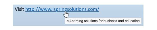 Hyperlink with a tooltip in PowerPoint Hyperlink with a tooltip in PowerPoint
