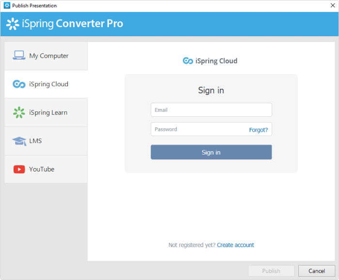 Publishing in iSpring Cloud Publishing in iSpring Cloud