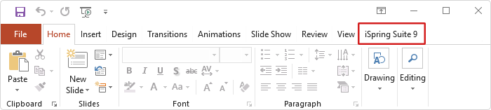 iSpring Suite toolbar iSpring Suite toolbar