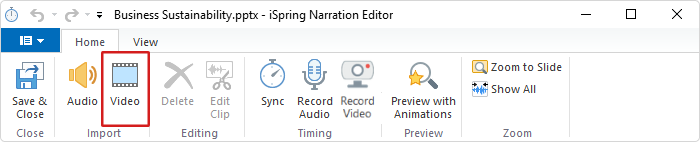 Importing a video in iSpring Suite