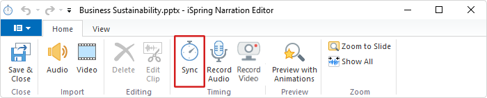 Sync button Sync button in iSpring Suite