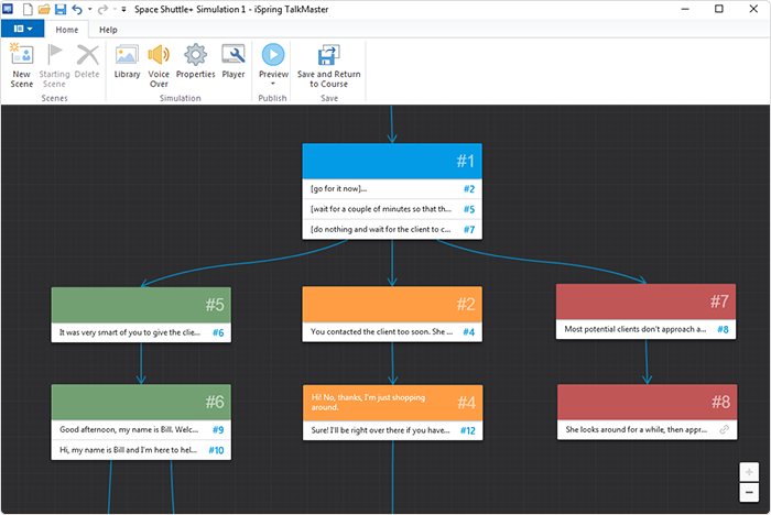 Building a dialog tree in iSpring TalkMaster