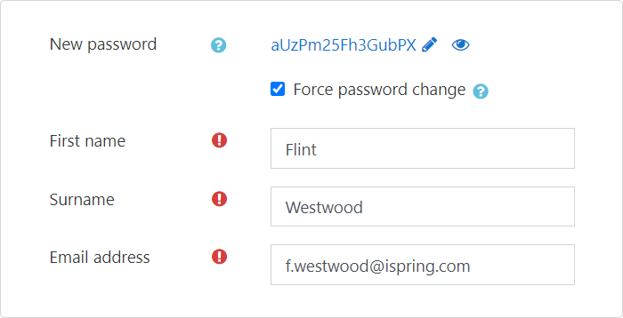 Forcing password change in Moodle LMS