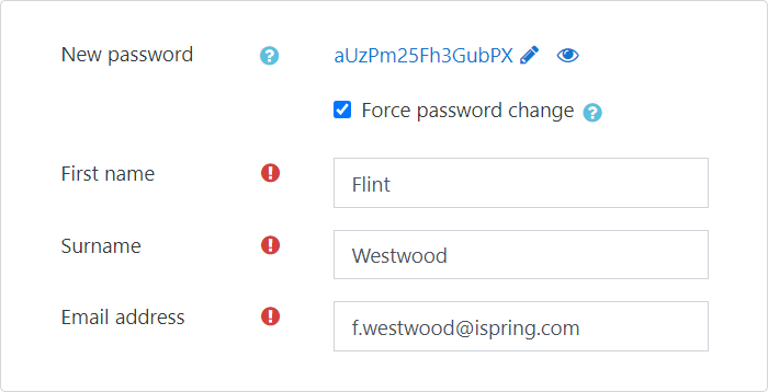 Forcing password change in Moodle Forcing password change in Moodle LMS