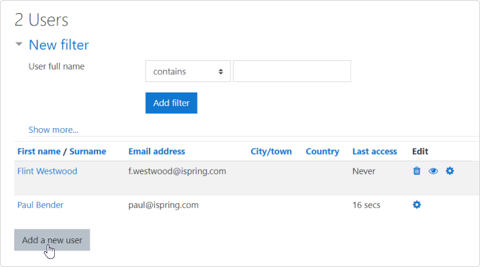 Creating a new user in Moodle Creating a new user in Moodle LMS