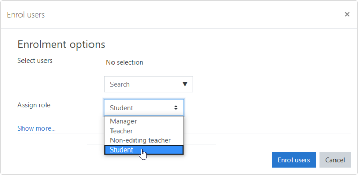 Assigning roles in Moodle LMS