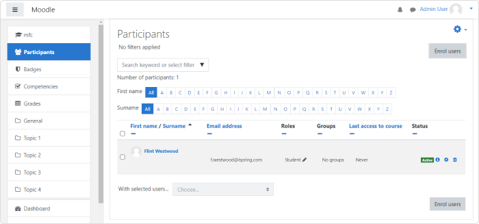 Finishing the enrollment process in Moodle LMS