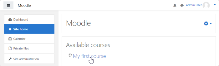 Site home in Moodle Site home in Moodle LMS
