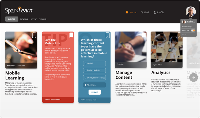 SparkLearn microlearning software tool