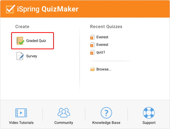 iSpring QuizMaker lets to create quizzes and surveys