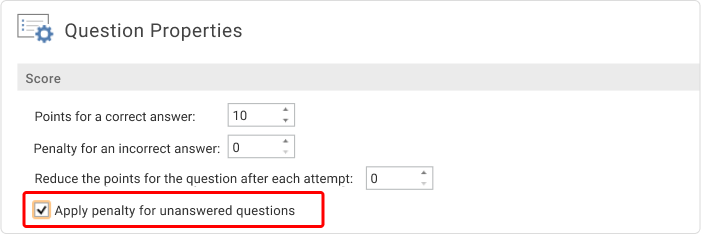 Applying penalty for unanswered questions