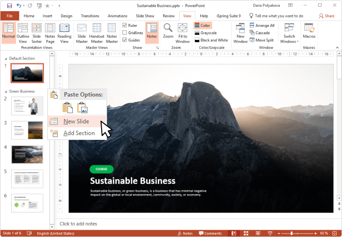 Creating a table of contents in PowerPoint