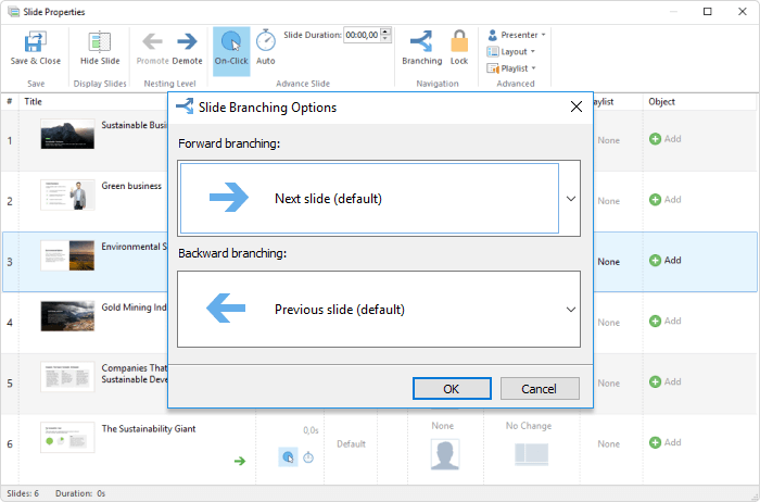 Slide branching options in iSpring Suite