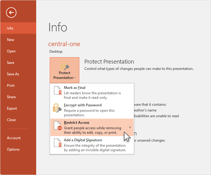 unprotect a powerpoint presentation