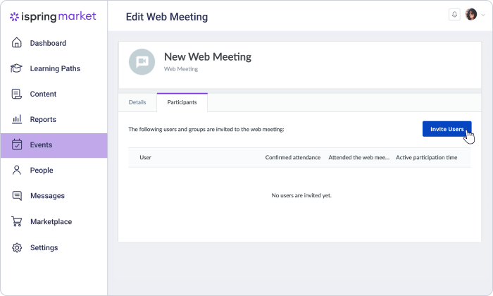 Inviting participants to a webinar Inviting participants to a webinar in iSpring Market