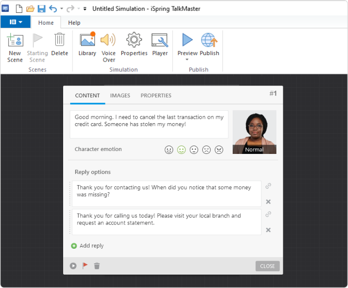 Adding replies in iSpring Suite Max