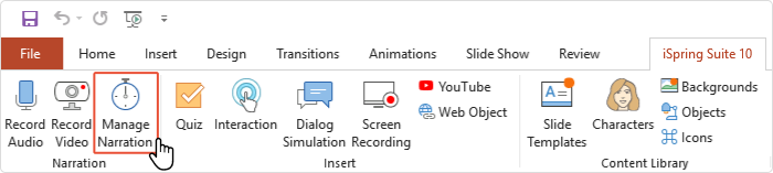 Managing Narration in iSpring suite