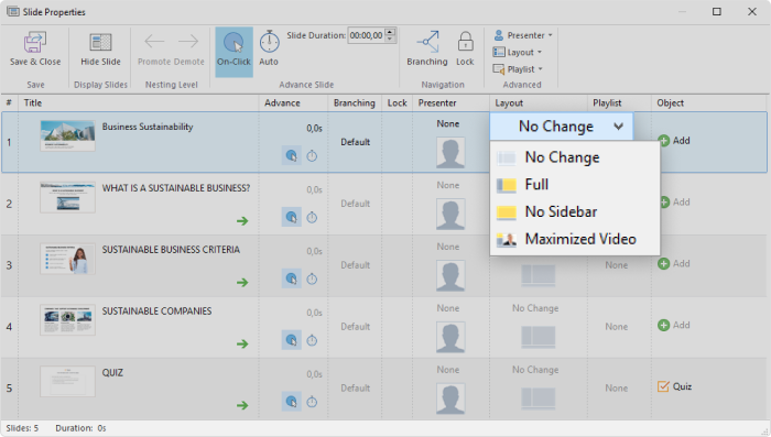 Desired layout column in iSpring Suite