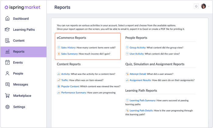 Reports in iSpring Market