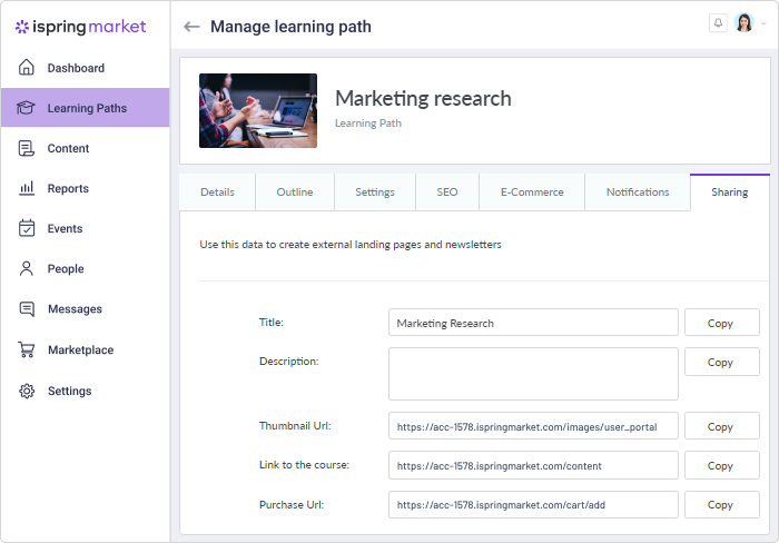 Course purshase link Course purshase link in iSpring Market
