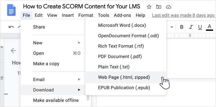 edit a scorm package