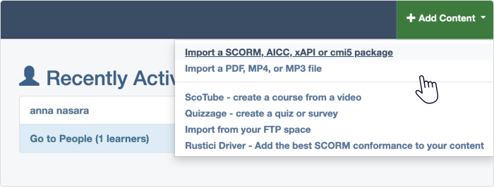 Add content in Cloud SCORM