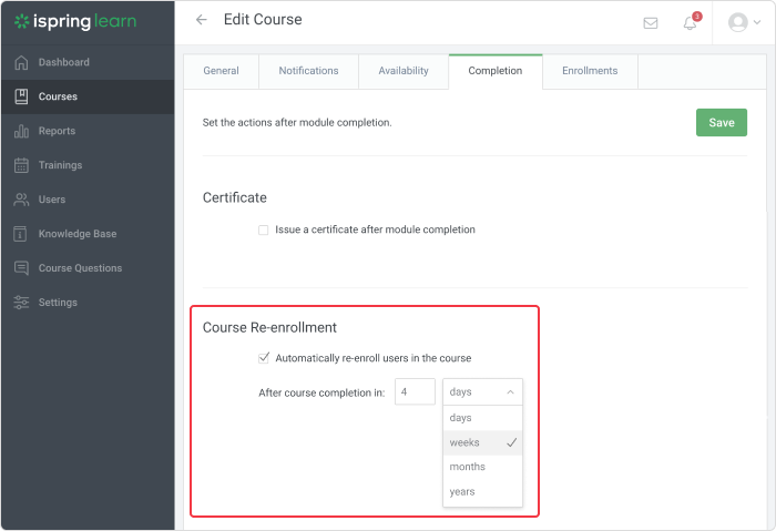 Recurring enrollments Recurring enrollments in iSpring Learn