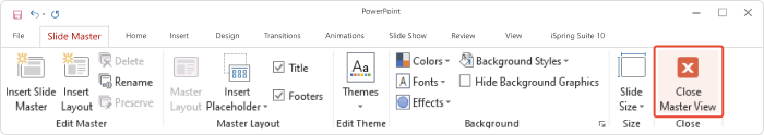 Close Master View in PowerPoint