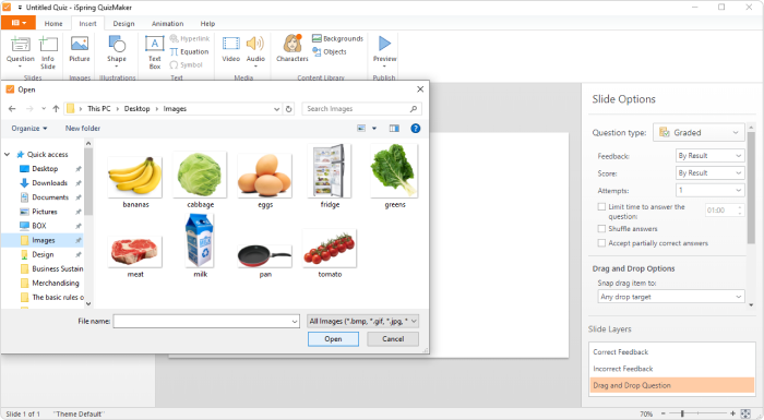 Choosing pictures Selecting pictures