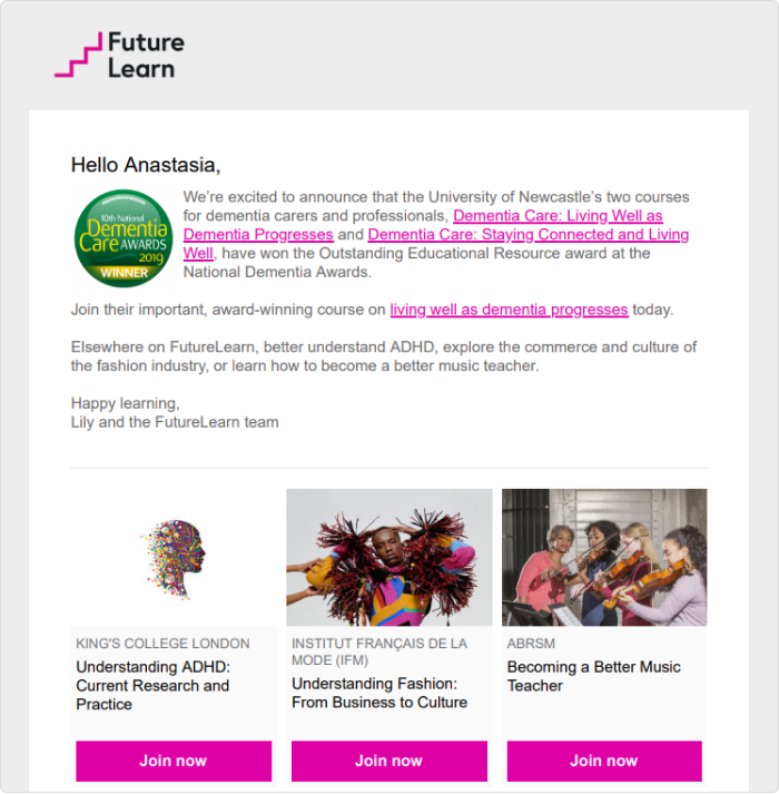 An example of e promotional email An example of e promotional email