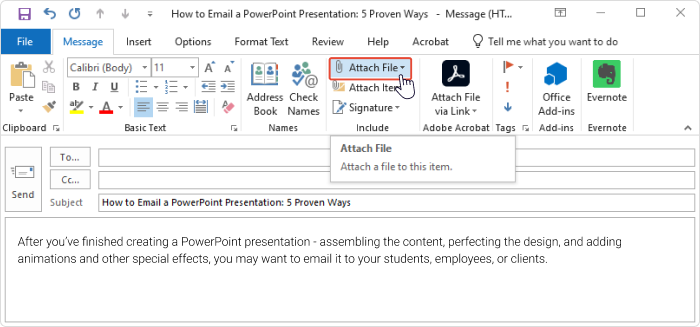 how to send presentation to email