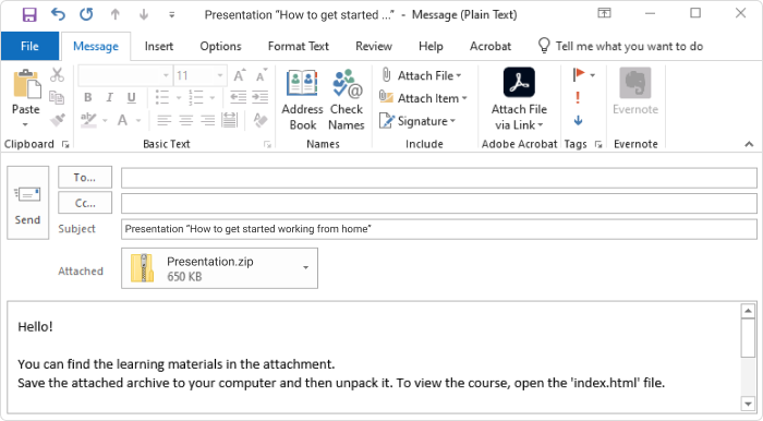 how to email a powerpoint presentation as a slideshow