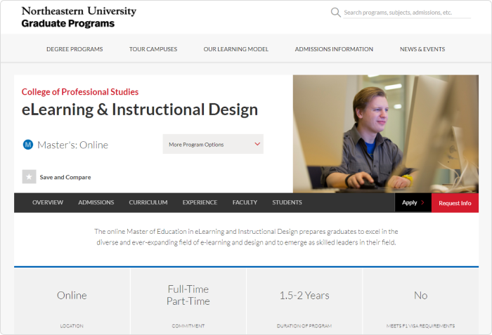 Online Master’s Degree in eLearning & Instructional Design (Northeastern University)
