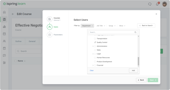 Assigning a course to learners in iSpring Learn