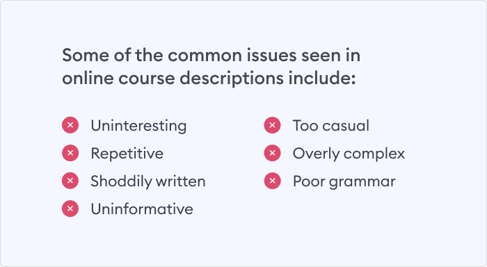 Issues of online course descriptions
