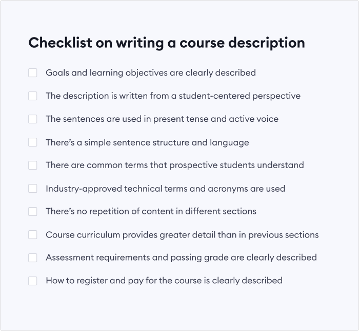 creative writing course descriptions