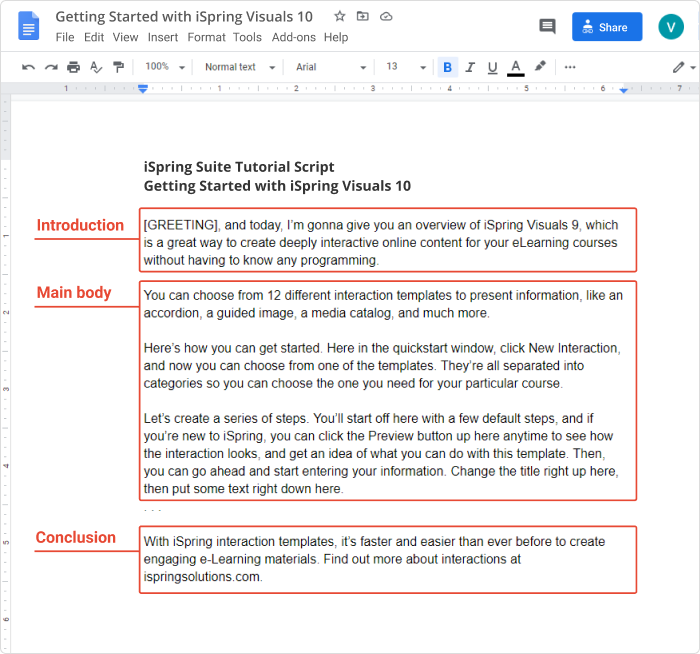 Writing a script for a video Creating a script for a video
