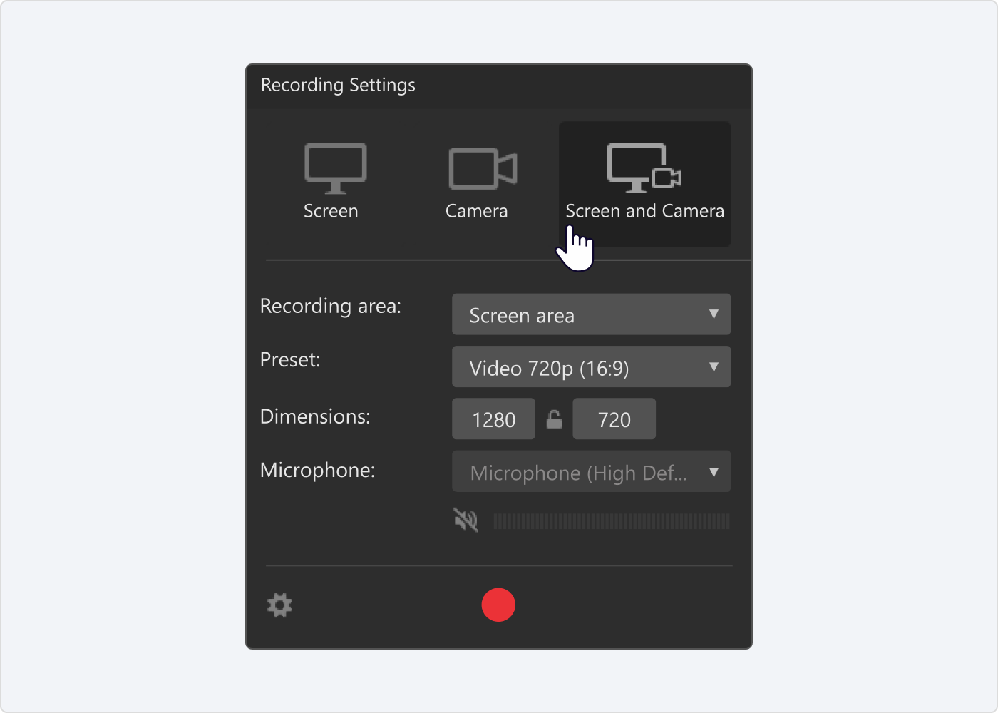 Screen and Camera button in iSpring Suite
