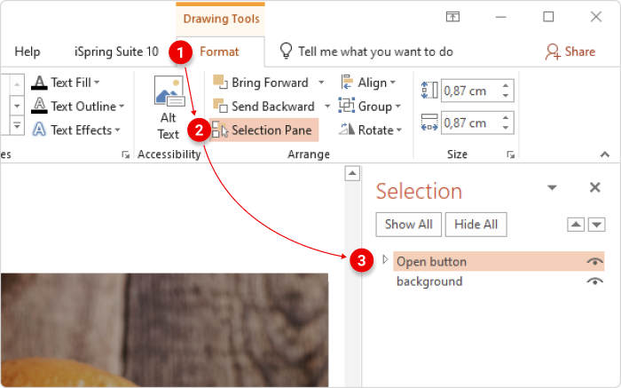 Creating an on-click interaction in PowerPoint
