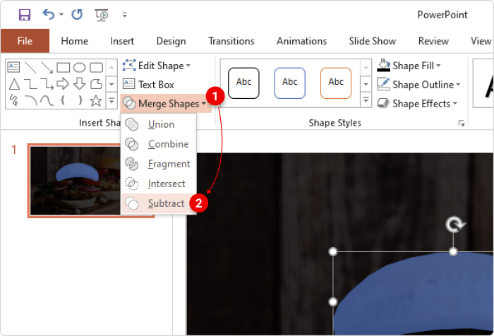 Merging shapes in PowerPoint