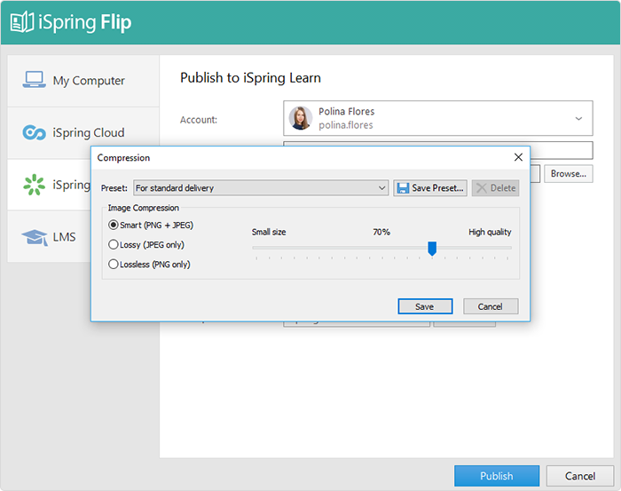 Additional settings in iSpring Suite