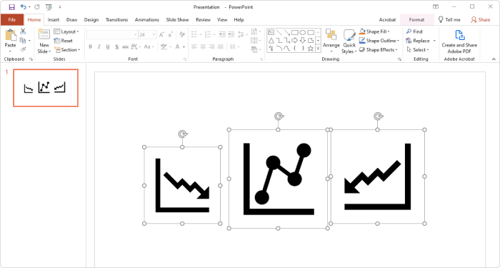 Formating icons in PowerPoint presentation
