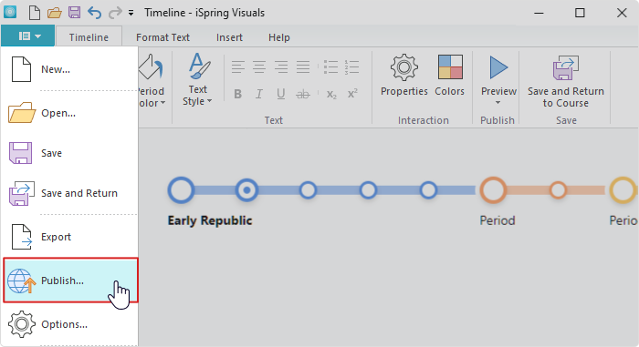 Publish timelines in iSpring Suite