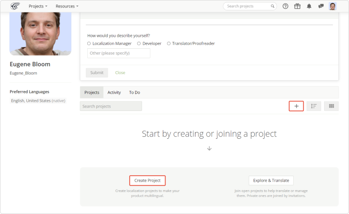 Crowdin Create Project Crowdin Create Project