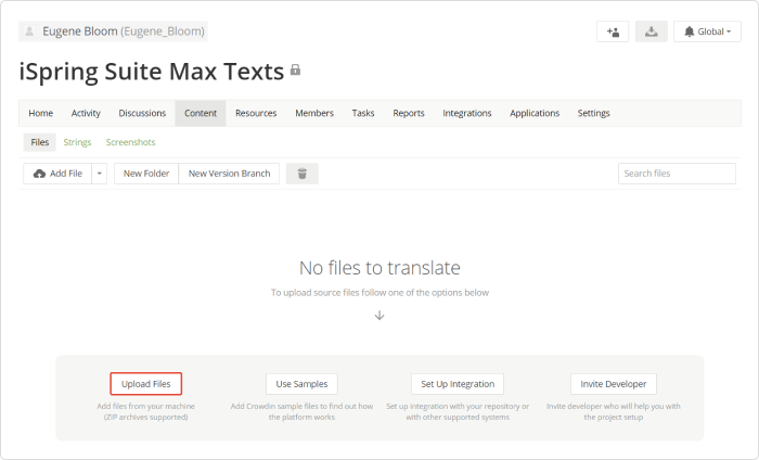 Crowdin Upload files