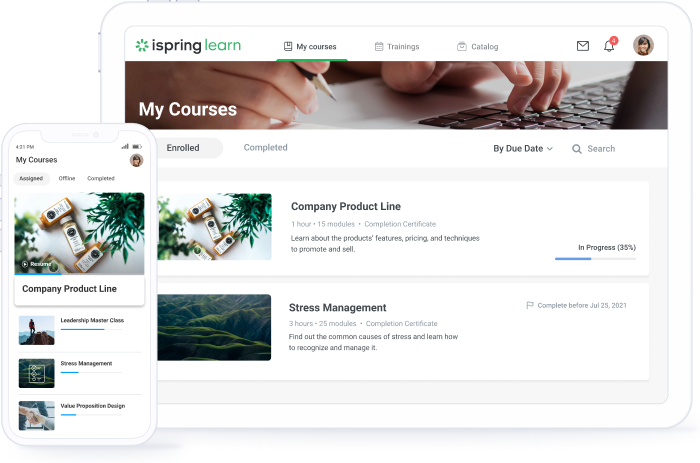 Blended learning LMS iSpring Learn LMS