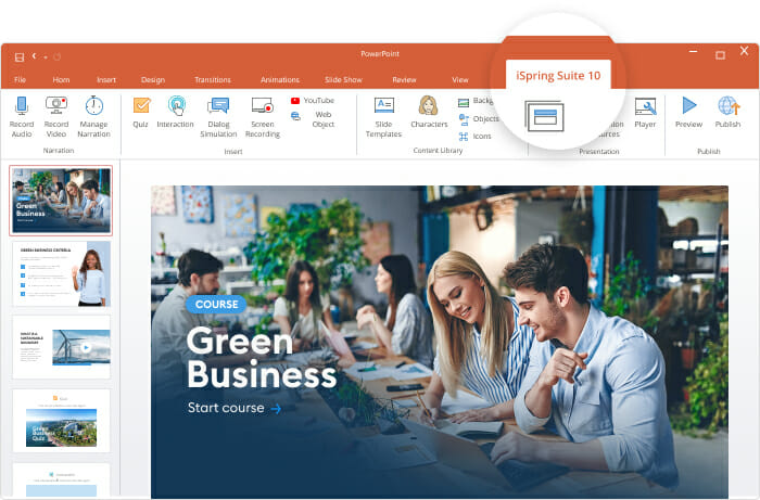 iSpring Suite tab iSpring Suite 10 tab