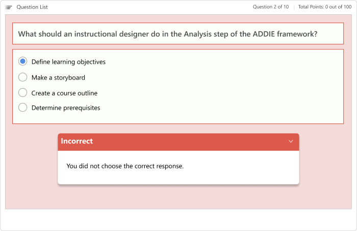 Bloom’s Taxonomy Level 2 bad example