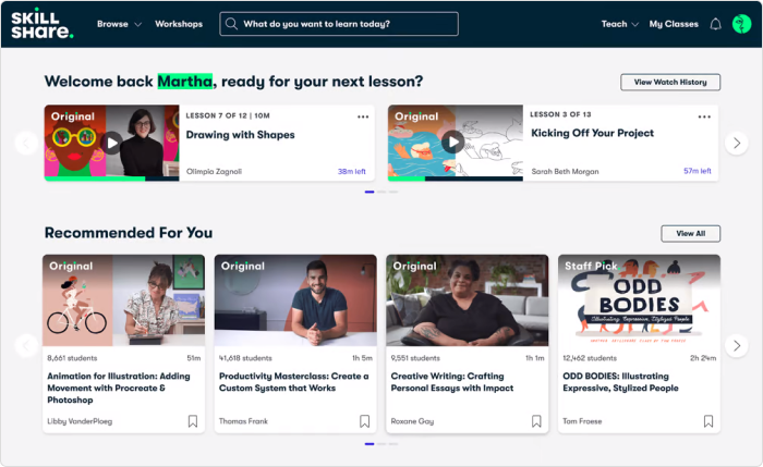 Skillshare platform