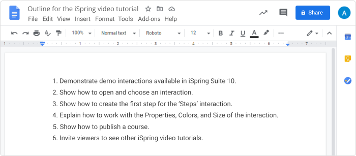 Example of an outline for an instructional video Example of an outline for an instructional video